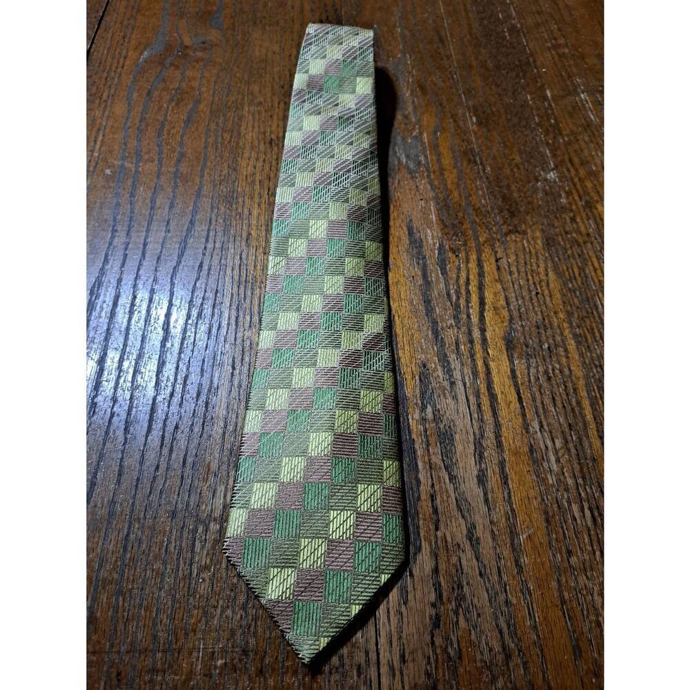New Galo Cossinni Silk Handmade Mens Dress Neck Tie Green Brown